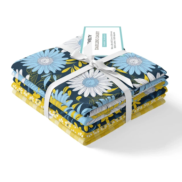 Alt view image 3 of 6 - David Textiles 100% Cotton Darling Daisy 18" x 21" Multi-color Quilting Sewing Fabric 5 Pieces