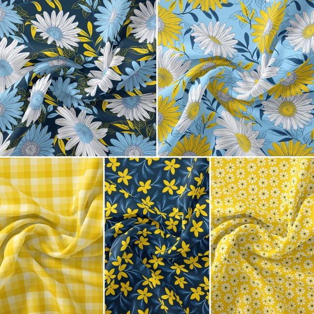Alt view image 2 of 6 - David Textiles 100% Cotton Darling Daisy 18" x 21" Multi-color Quilting Sewing Fabric 5 Pieces
