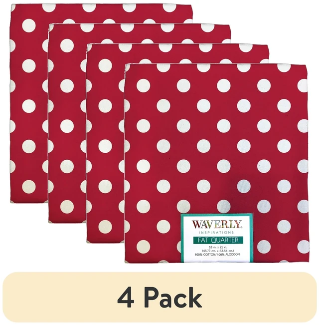 Main image of Waverly Inspirations Bigdot POPPY Fat Quarter Precut 100% Cotton Prints Fabric, 4 Pack, 18x21 in for Quilting & Sewing