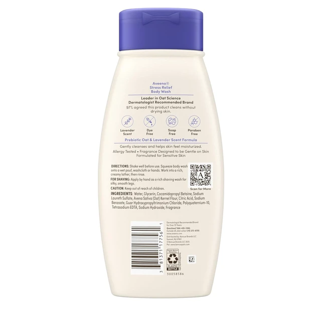 Alt view image 4 of 5 - Aveeno Stress Relief Body Wash, Lavender Scent, 18 fl oz