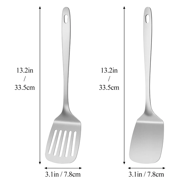 Alt view image 3 of 7 - ChefBee 2-Piece Stainless Steel Spatula Set, Solid and Slotted Turner