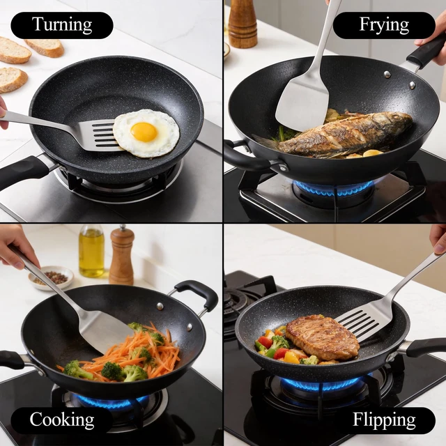 Alt view image 4 of 7 - ChefBee 2-Piece Stainless Steel Spatula Set, Solid and Slotted Turner