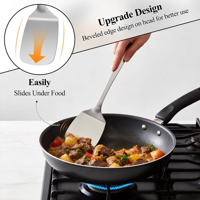 Alt view image 5 of 7 - ChefBee 2-Piece Stainless Steel Spatula Set, Solid and Slotted Turner