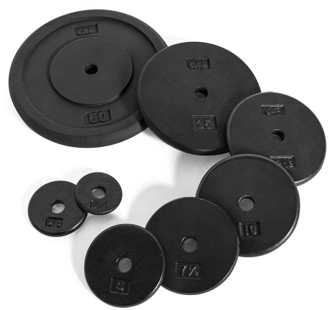 Main image of CAP Barbell 5 lb Standard Cast Iron Weight Plate Set (4 x 1.25 lb), Black