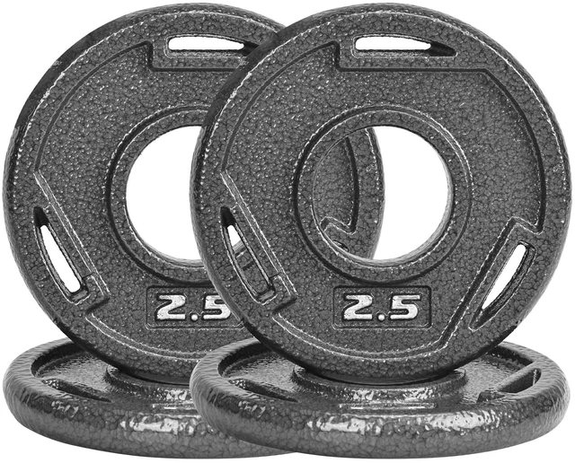 Main image of FlexWave Cast Iron Weight Plates, 2" Center Hole, Pair Set with 3-Grip Handles, Gray Rust-Resistant Finish