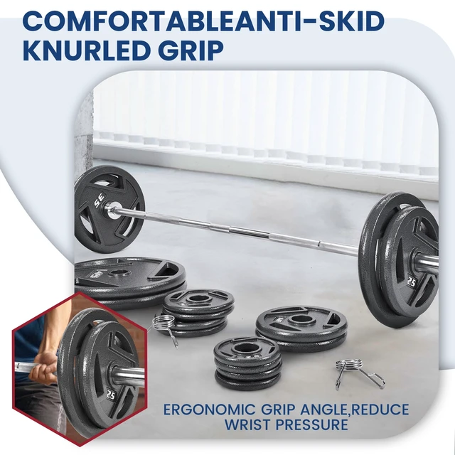 Alt view image 3 of 6 - FlexWave Cast Iron Weight Plates, 2" Center Hole, Pair Set with 3-Grip Handles, Gray Rust-Resistant Finish