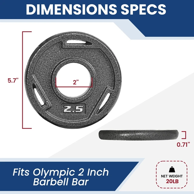 Alt view image 2 of 6 - FlexWave Cast Iron Weight Plates, 2" Center Hole, Pair Set with 3-Grip Handles, Gray Rust-Resistant Finish