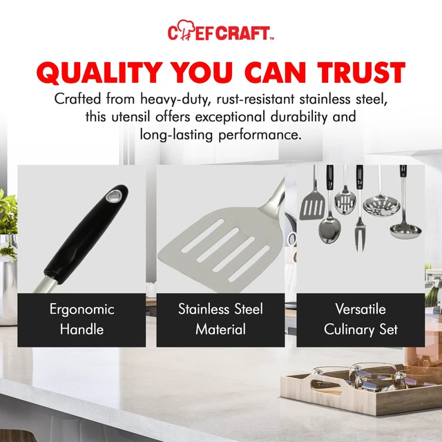 Alt view image 4 of 7 - Chef Craft 13.5-Inch Stainless Steel Heavy Duty Turner/Spatula