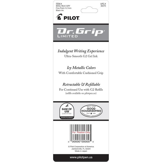 Alt view image 2 of 4 - PILOT Dr. Grip Limited Gel Pen, Fine Point, Black Ink, Single Pen