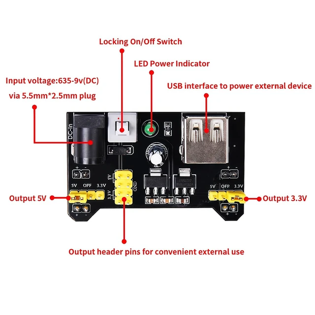 Alt view image 7 of 7 - REXQualis Electronics Basic Kit with Power Supply Module, Breadboard, Jumper Wire, LED, Resistor, 300+ PCS Sensors and Components for Electronics Projects