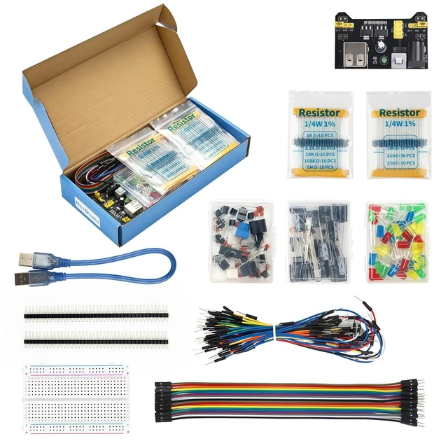 Alt view image 6 of 7 - REXQualis Electronics Basic Kit with Power Supply Module, Breadboard, Jumper Wire, LED, Resistor, 300+ PCS Sensors and Components for Electronics Projects