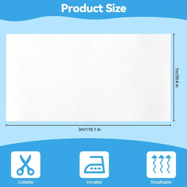 Alt view image 3 of 7 - AUAUY Medium Weight 39.4" x 3yd Fusible Interfacing, White