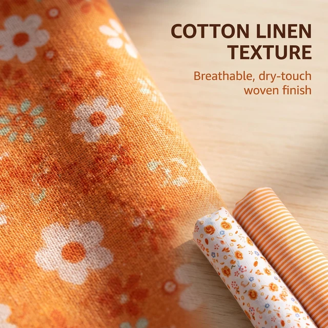 Alt view image 6 of 6 - 7 Pcs Orange Cotton Craft Fabric Bundle Squares Patchwork DIY Sewing Scrapbooking Quilting Floral Dot Pattern 25cm x 25cm (10" x 10")