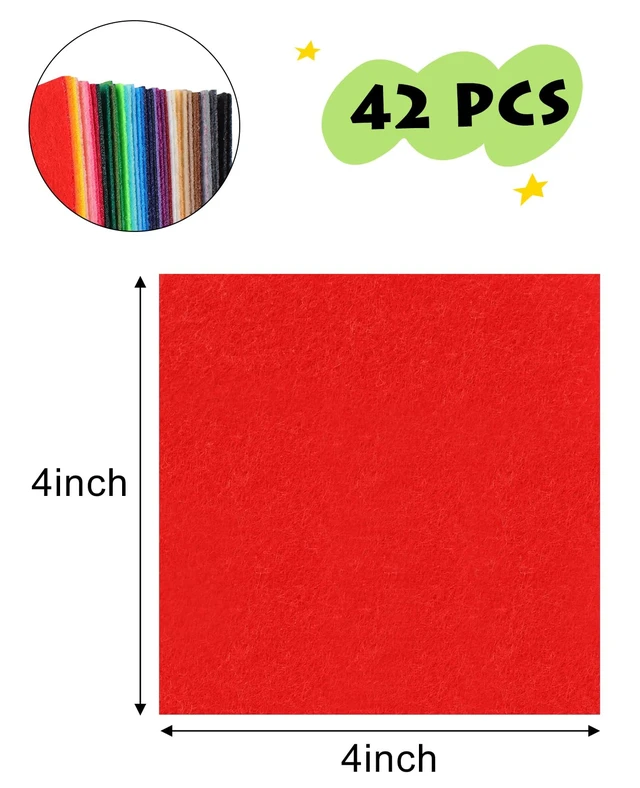 Alt view image 5 of 6 - 42 Pcs 4x4 Inch Stiff Felt Fabric Squares for Crafts Sewing