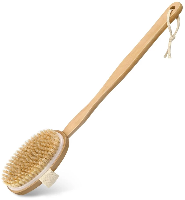 Main image of Natural Bristle Long Handle Dry Brushing Back Brush