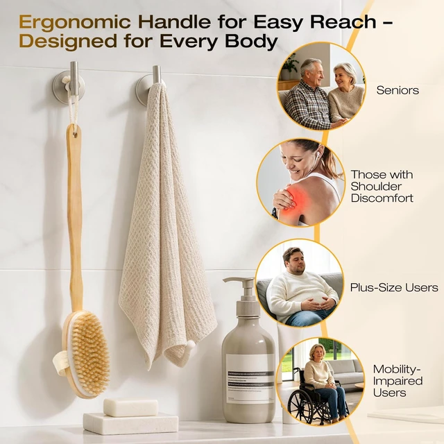 Alt view image 5 of 7 - Natural Bristle Long Handle Dry Brushing Back Brush