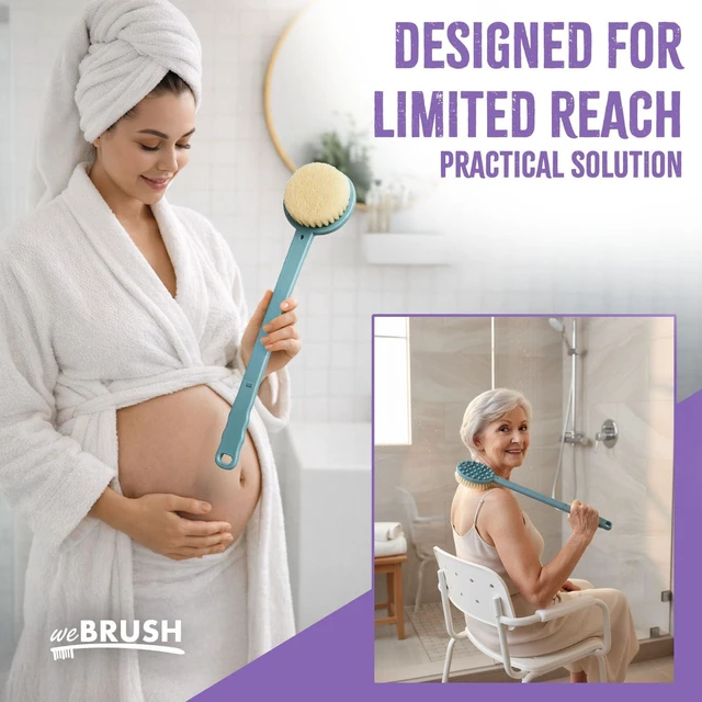 Alt view image 5 of 7 - Bath Body Brush 15in Long Handle Soft Nylon Bristles Exfoliating Back Scrubber for Women and Men