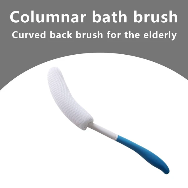 Alt view image 4 of 6 - MagiDeal Vinyl Quote Me Long Anti-Slip Curve Handled Bath Body Brush, Easy Reach for Seniors, Elderly, Pregnant, Blue, 15.35"