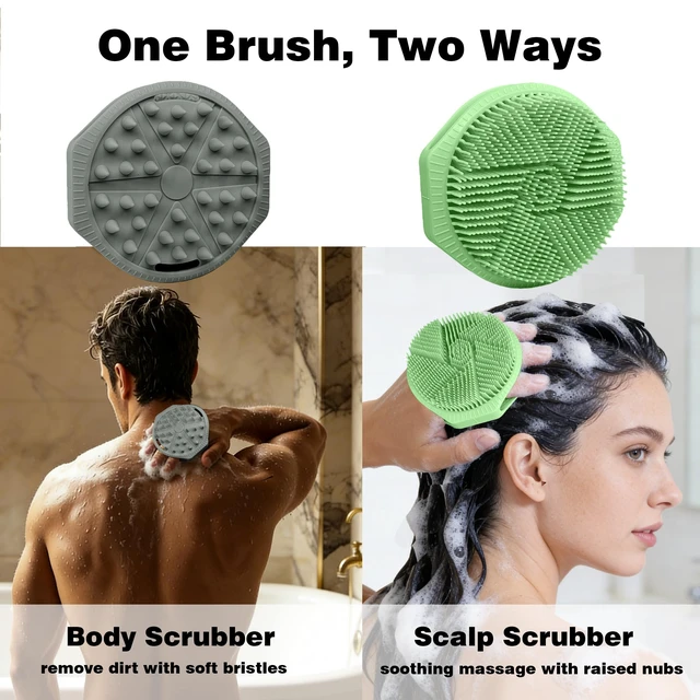 Alt view image 2 of 6 - Silicone Body Scrubber 2 Pack, Shower Loofah Scalp Massager