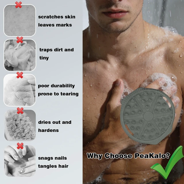 Alt view image 6 of 6 - Silicone Body Scrubber 2 Pack, Shower Loofah Scalp Massager