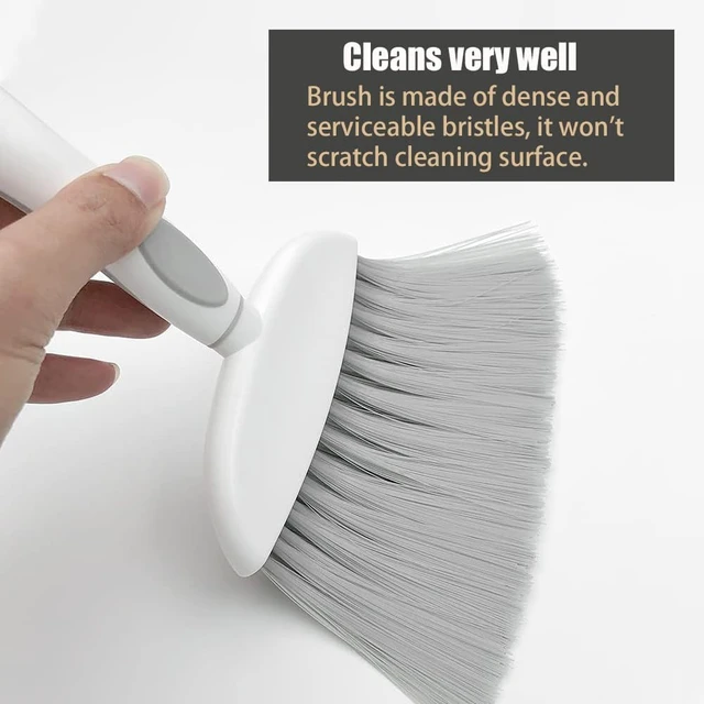 Alt view image 2 of 6 - Mini Dustpan and Brush Set, Compact Hand Broom with Dustpan for Desk Table Cat Litter, Kitchen Counter Crumbs, RV Living Essentials - Gray
