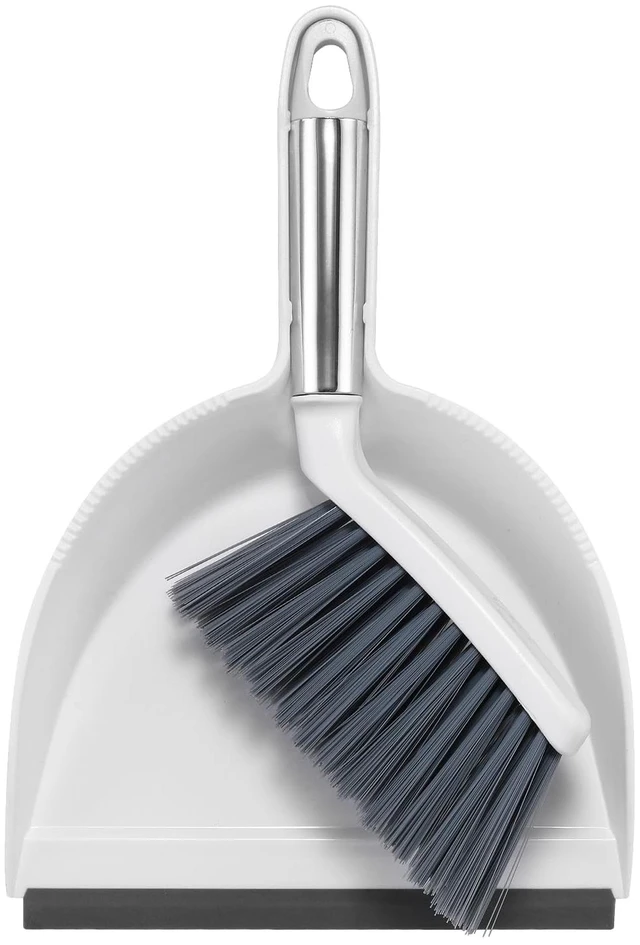 Main image of NACENA Mini Broom and Dustpan Set, White & Gray