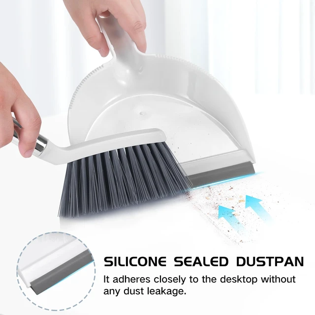 Alt view image 4 of 6 - NACENA Mini Broom and Dustpan Set, White & Gray