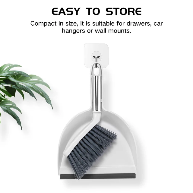 Alt view image 3 of 6 - NACENA Mini Broom and Dustpan Set, White & Gray