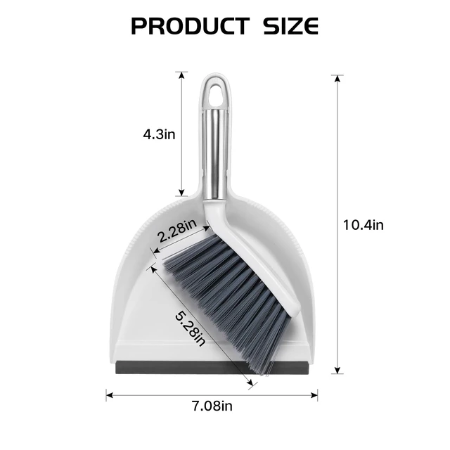Alt view image 5 of 6 - NACENA Mini Broom and Dustpan Set, White & Gray