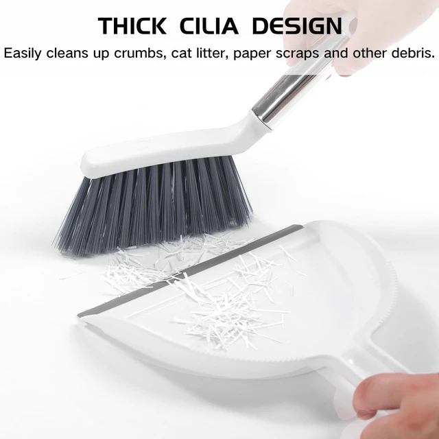 Alt view image 6 of 6 - NACENA Mini Broom and Dustpan Set, White & Gray