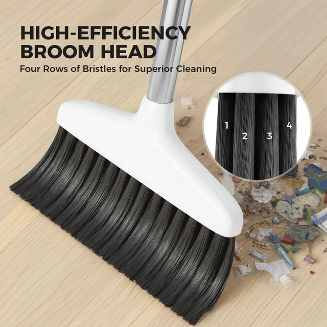Alt view image 2 of 7 - Handy Broom Indoor/Outdoor Duty Kitchen Broom, 1-Pack White, for Home Garage Kitchen Office Courtyard Lobby Patio Lawn Concrete