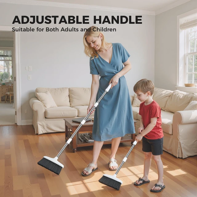 Alt view image 7 of 7 - Handy Broom Indoor/Outdoor Duty Kitchen Broom, 1-Pack White, for Home Garage Kitchen Office Courtyard Lobby Patio Lawn Concrete
