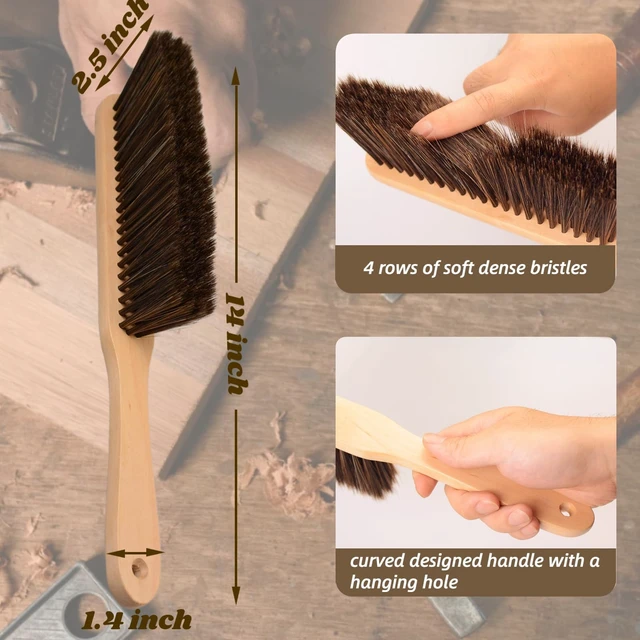 Alt view image 5 of 6 - 2-Piece Wooden Dust Brush Hand Broom with Long Wood Handle, Whisk Broom, Soft Bristle Brush for Counter, Bed, Sofa, Car, Fireplace, Clothes, Household Cleaning