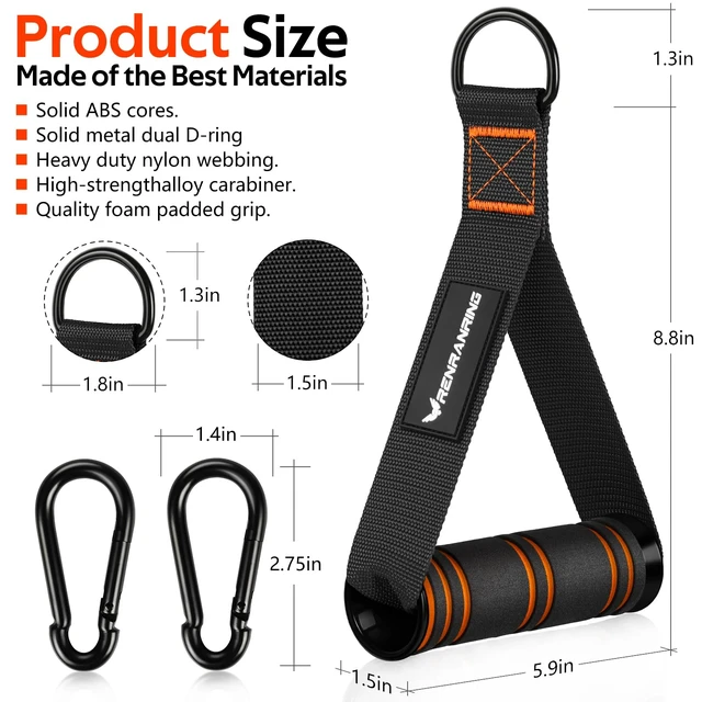 Alt view image 2 of 6 - RENRANRING Gym Exercise Handles, Replacement Handle Attachments for Cable Machine Pulleys, Resistance Band & Strength Trainer, Pull Down Accessories, Home Gym Add-on