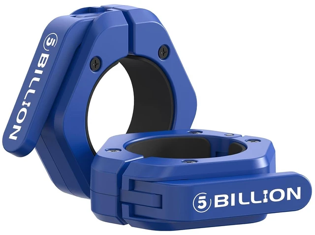 Main image of 2 Inch Olympic Barbell Clamps Pair with Anti-Slip TPR Lining for Weightlifting - Quick Release Barbell Collars (Blue)