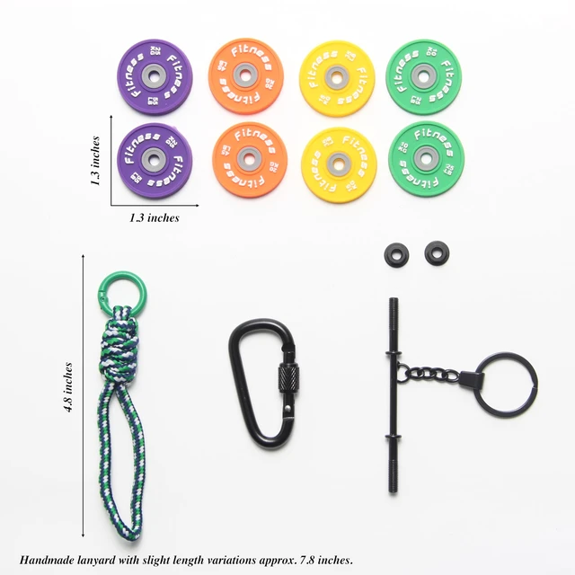 Alt view image 3 of 5 - 3PCS Adjustable Barbell Keychain Set
