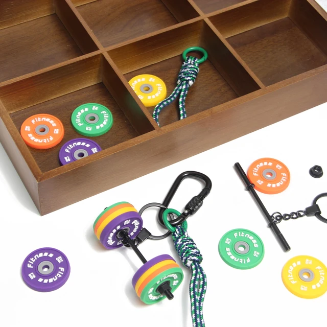 Alt view image 4 of 5 - 3PCS Adjustable Barbell Keychain Set