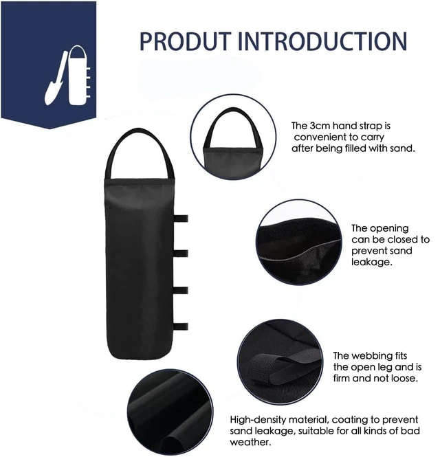 Alt view image 2 of 7 - IALNAI 125 LBS No Sand Canopy Weights Sand Bags for Outdoor Tent Sunshade Fixed Windproof Pop Up Tent 4-Pack