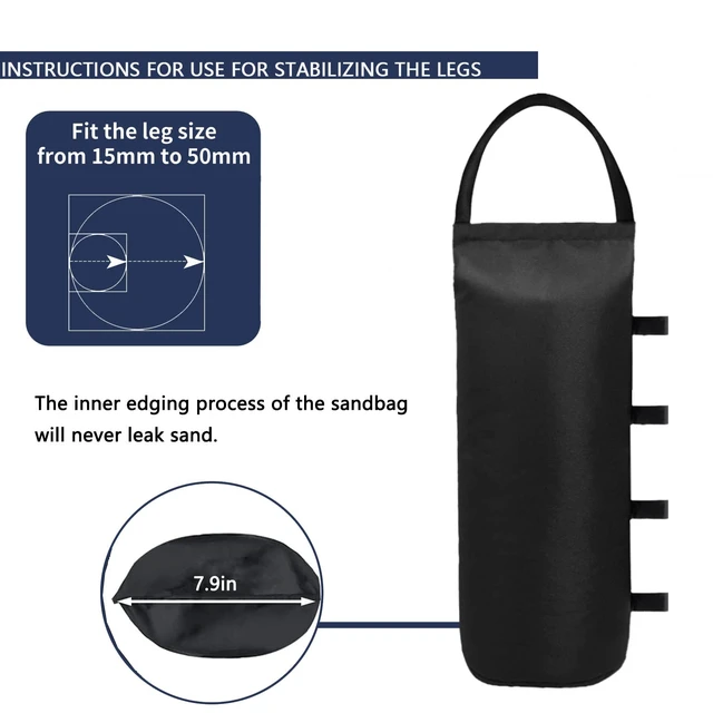 Alt view image 5 of 7 - IALNAI 125 LBS No Sand Canopy Weights Sand Bags for Outdoor Tent Sunshade Fixed Windproof Pop Up Tent 4-Pack