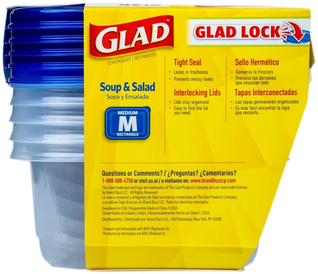 Alt view image 5 of 6 - Glad GladWare 24oz Medium Rectangle Food Storage Containers, 5 Count