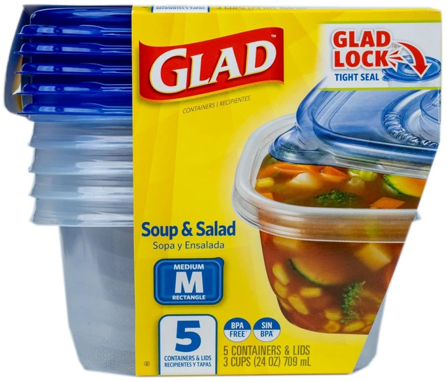 Alt view image 3 of 6 - Glad GladWare 24oz Medium Rectangle Food Storage Containers, 5 Count