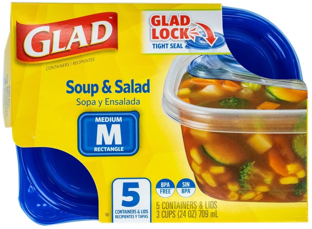 Alt view image 2 of 6 - Glad GladWare 24oz Medium Rectangle Food Storage Containers, 5 Count