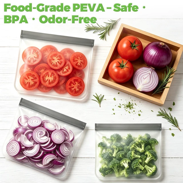 Alt view image 5 of 7 - 10 Pack Reusable Sandwich Bags, BPA-Free Food Storage Bags, Double Zipper Leakproof Freezer Bags, Extra Thick PEVA for Meal Prep Lunch Marinate Meat Snack