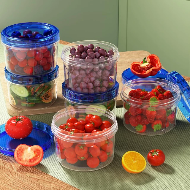 Alt view image 3 of 6 - HOMETALL 6 Pack 16 Oz Airtight Plastic Freezer Storage Containers
