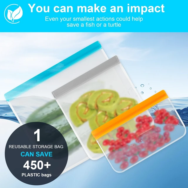 Alt view image 6 of 7 - 12-Pack Reusable Silicone Freezer Bags, Dishwasher Safe, Leakproof (4 Snack Bags, 4 Sandwich Bags, 4 Gallon Bags)