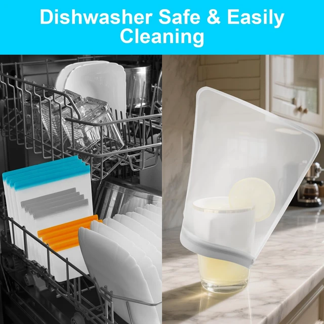 Alt view image 7 of 7 - 12-Pack Reusable Silicone Freezer Bags, Dishwasher Safe, Leakproof (4 Snack Bags, 4 Sandwich Bags, 4 Gallon Bags)