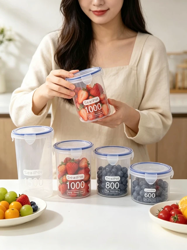 Alt view image 2 of 7 - 4 Pack Food Storage Containers With Airtight Lids, Microwave Dishwasher Freezer Safe, BPA-Free For Fruits Salads Grains Leftovers