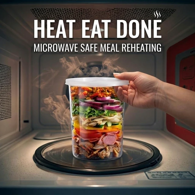 Alt view image 3 of 7 - Mr Miracle Deli Containers with Lids 12Pack 32oz Clear Airtight Reusable Plastic Multi-Purpose Containers, Microwave Freezer and Dishwasher Safe