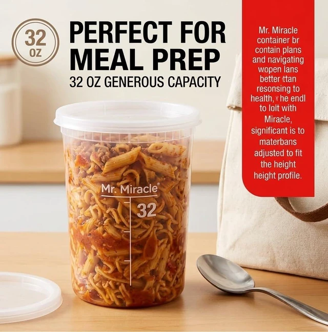 Alt view image 7 of 7 - Mr Miracle Deli Containers with Lids 12Pack 32oz Clear Airtight Reusable Plastic Multi-Purpose Containers, Microwave Freezer and Dishwasher Safe