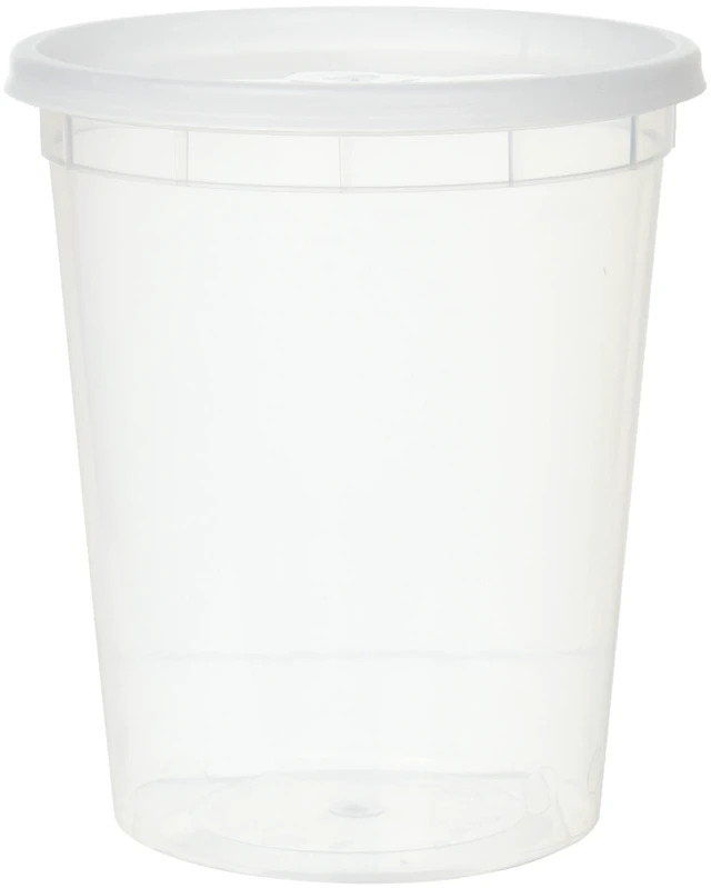 Main image of YW 32oz Plastic Soup Food Container with Lids, 12 Pack, Clear